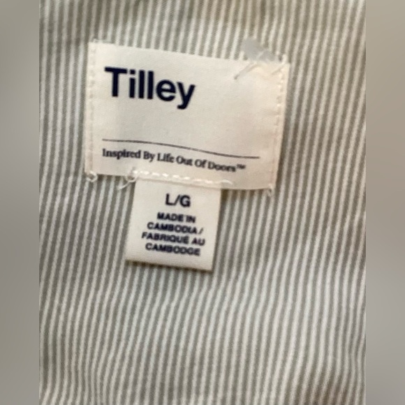 Tilley pale green pin striped, summer, button down shirt. Lg, lyocel - Picture 7 of 9
